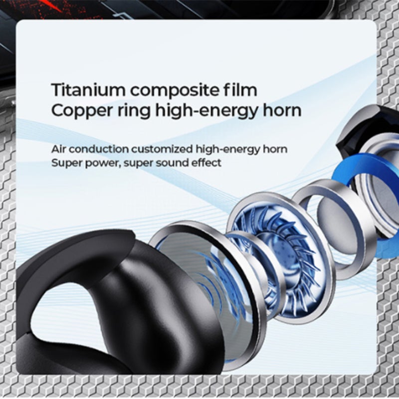 Open Ear Clip Headphones Black 13mm Copper Composite Membrane - Stable BT 5.4 Connectivity Wireless Earbuds for Sports Outdoor Daily Use - Image 3