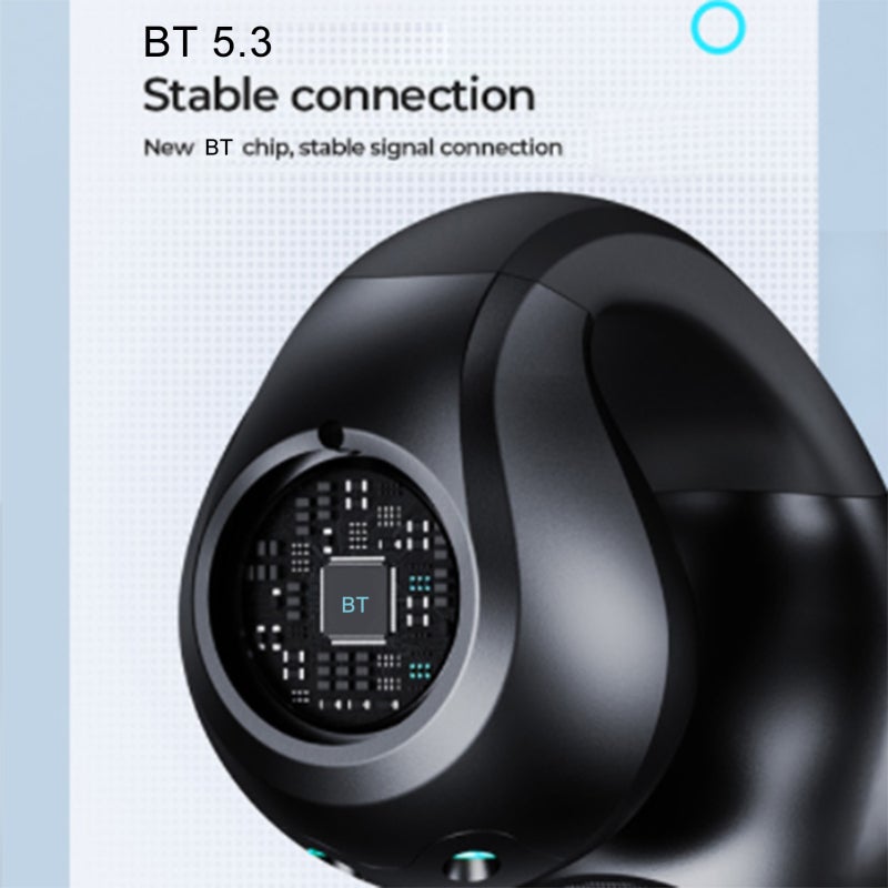 Open Ear Clip Headphones Black 13mm Copper Composite Membrane - Stable BT 5.4 Connectivity Wireless Earbuds for Sports Outdoor Daily Use - Image 4