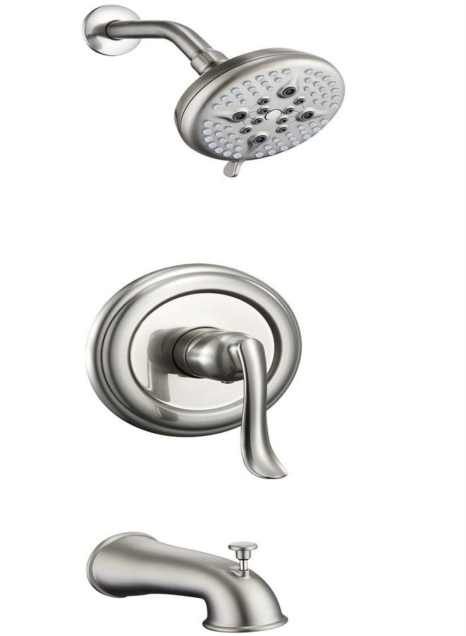ELLO&ALLO Brushed Nickel Shower Faucet Set with Tub Spout, Single Handle Tub and Shower Faucet Combo Set (Valve Included) - Image 1