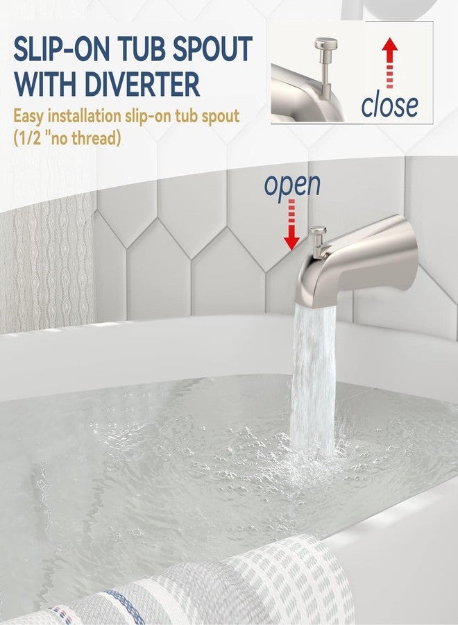ELLO&ALLO Brushed Nickel Shower Faucet Set with Tub Spout, Single Handle Tub and Shower Faucet Combo Set (Valve Included) - Image 4
