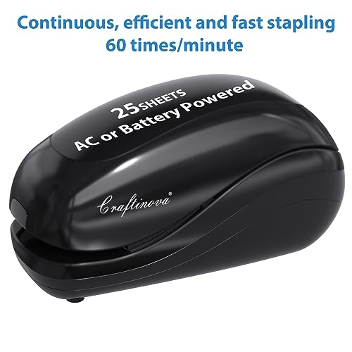 Craftinova Electric Stapler,Including 2000 Staples and 1 Staple Remover, Suitable for Palm Size and high Comfort，25 Sheet Capacity, AC Adapter or Battery Powered，Battery not Included，(Black)… - Image 5