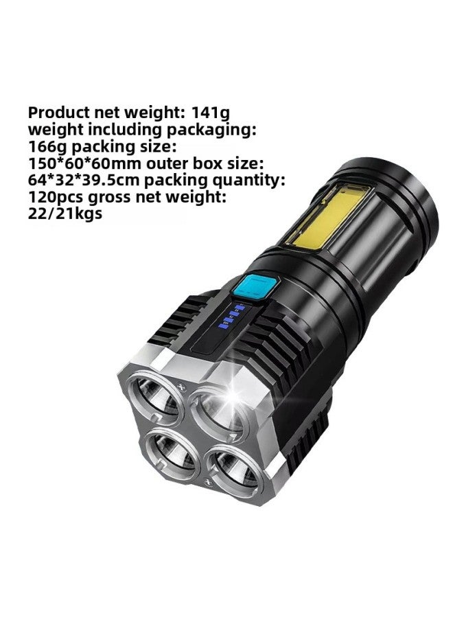 Cross-border 4 Lamp Beads L-S03 Flashlight Multifunctional COB Side Light Outdoor Portable Household Rechargeable Flashlight 