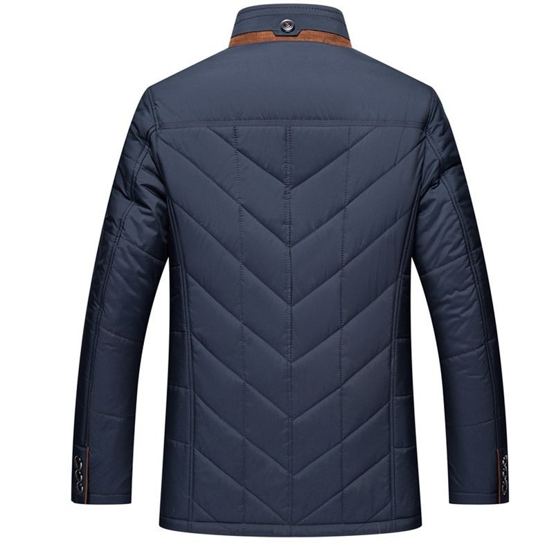 Middle-aged mens cotton-padded coat for Father Winter new thickened warm cotton-padded coat for middle-aged and elderly Navy blue - Image 4