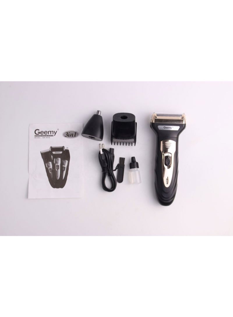 Geemy GM-6616 3-in-1 Rechargeable Grooming Kit: Shaver, Nose Trimmer, and Hair Clipper - Image 3