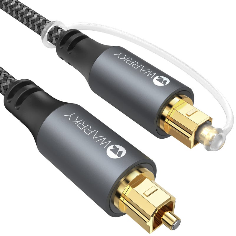 Warrky Optical Audio Cable, 6ft / 1.8m Optical Cable for Soundbar [Nylon Braided, Slim Metal Case, Gold-Plated Plug], Digital Optical Audio Cable Compatible with Samsung, Vizio, LG, Bose, Sony, Sonos - Image 1