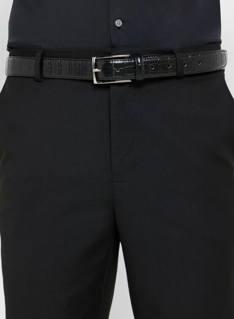 Robert Wood Genuine Leather Croc Formal Belt