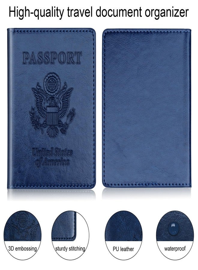 Herain Passport Holder 2Pcs, Passport Cover Wallet Case for Women Men Family, Passport Book Holders Travel Must Haves Cruise Ship Essentials (Dark Blue & Rose Gold) - Image 4