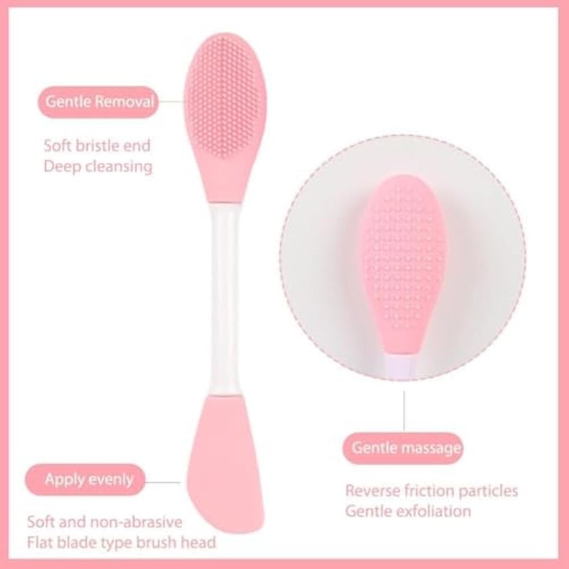2 Pieces Silicone Facial Cleansing Brush, Double-sided Face Mask Applicator Tool, Exfoliating Skin Exfoliator Deep Cleansing Pore Cleansing Brush Remove Oil and Blackhead - Multicolor - Image 2