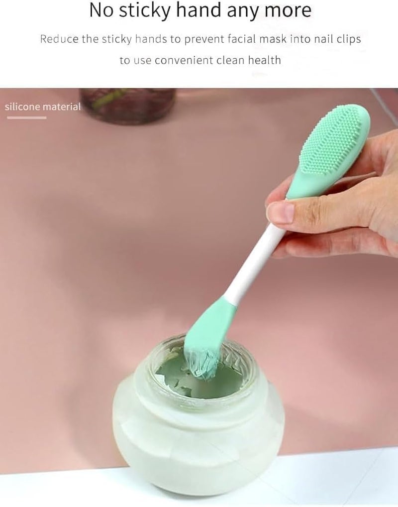 2 Pieces Silicone Facial Cleansing Brush, Double-sided Face Mask Applicator Tool, Exfoliating Skin Exfoliator Deep Cleansing Pore Cleansing Brush Remove Oil and Blackhead - Multicolor - Image 3