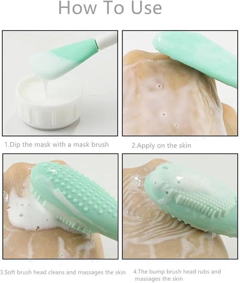 2 Pieces Silicone Facial Cleansing Brush, Double-sided Face Mask Applicator Tool, Exfoliating Skin Exfoliator Deep Cleansing Pore Cleansing Brush Remove Oil and Blackhead - Multicolor - Image 4
