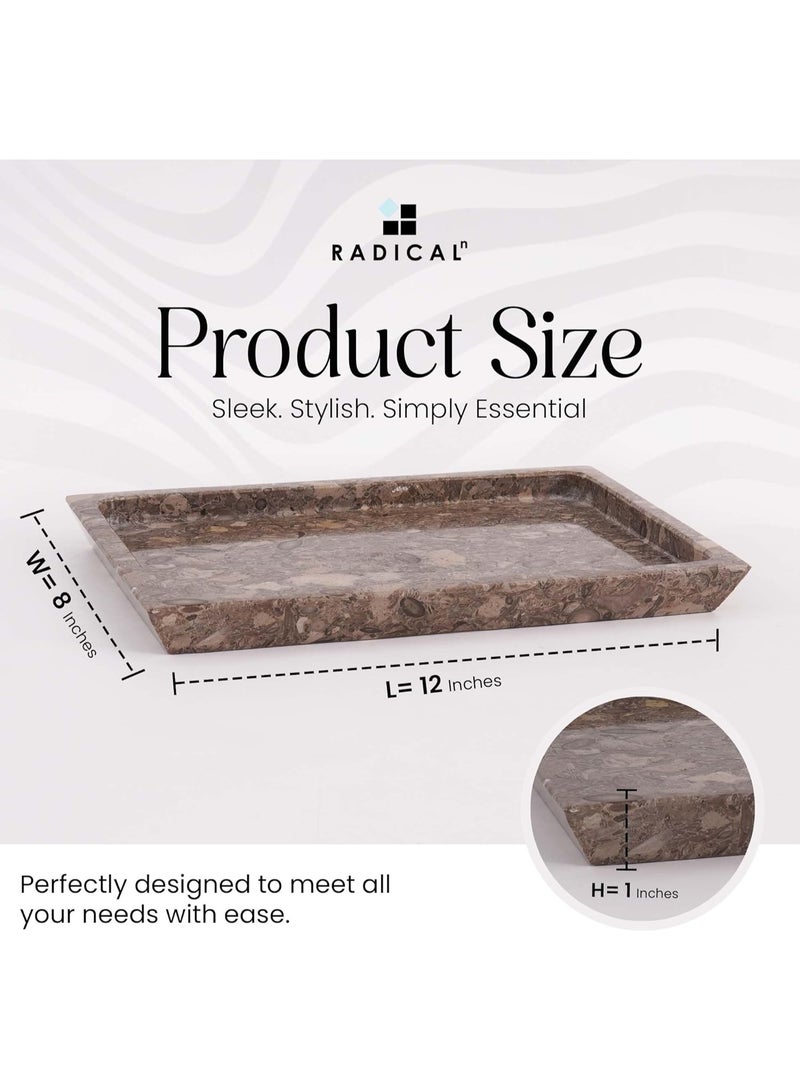RADICALn Handmade Oceanic Marble Serving Tray 12 Inch Rectangular Serving Tray Food Serving Platter Decorative Coffee Table Kitchen Home Decor Gift - Image 3