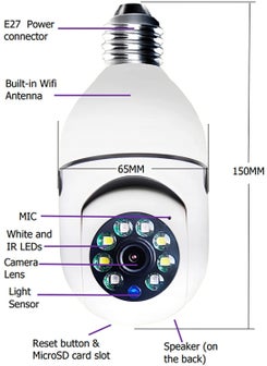 SIOVS SIOVS WiFi Outdoor Mini PTZ HD Camera Bulb Full HD 1080P Wireless WiFi IP Camera Security Camera  - Image 2