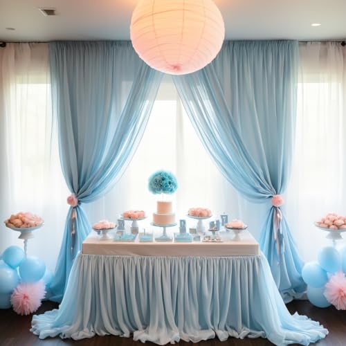 Barcelonetta | Chiffon Fabric | Decoration, Drapery Fabric | Wedding, Gender Reveal, Baby Shower, Birthday | for Arbor, Arch, Canopy, Table and Chair Decoration (Light Blue, 10 Yards) - Image 4