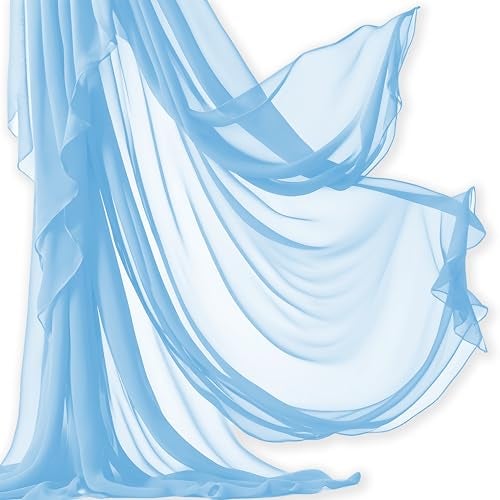 Barcelonetta | Chiffon Fabric | Decoration, Drapery Fabric | Wedding, Gender Reveal, Baby Shower, Birthday | for Arbor, Arch, Canopy, Table and Chair Decoration (Light Blue, 10 Yards) - Image 1