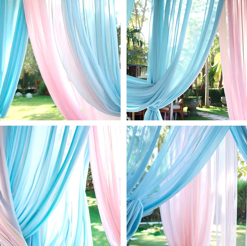 Barcelonetta | Chiffon Fabric | Decoration, Drapery Fabric | Wedding, Gender Reveal, Baby Shower, Birthday | for Arbor, Arch, Canopy, Table and Chair Decoration (Light Blue, 10 Yards) - Image 3