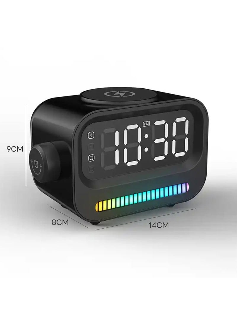 Sharpdo - 6-In-1 Multifunctional Smart Wireless Charging Bluetooth Speaker, Atmosphere Light/Digital Display Clock/Alarm Clock/Smart Wireless Charging/Bluetooth Speaker - Image 1