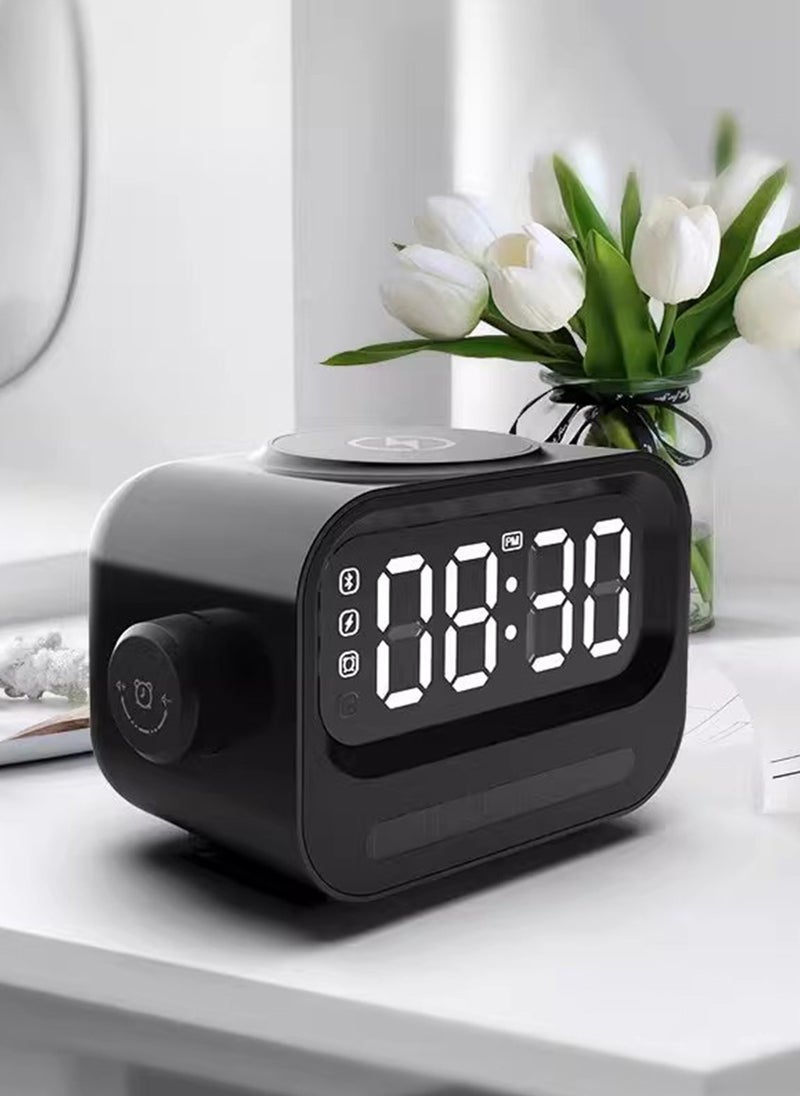 Sharpdo - 6-In-1 Multifunctional Smart Wireless Charging Bluetooth Speaker, Atmosphere Light/Digital Display Clock/Alarm Clock/Smart Wireless Charging/Bluetooth Speaker - Image 1
