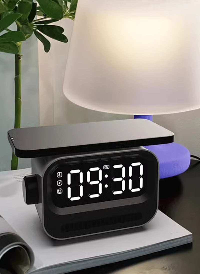 Sharpdo - 6-In-1 Multifunctional Smart Wireless Charging Bluetooth Speaker, Atmosphere Light/Digital Display Clock/Alarm Clock/Smart Wireless Charging/Bluetooth Speaker - Image 1