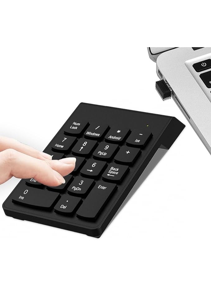 Point Number Pad Wireless Numeric Keypad Numpad 18 Keys with a 2.4GHz USB Receiver ,Portable and Upgraded 10-Key Financial Accounting Numeric Pad for Surface Pro/laptops/desktops/PC - Image 1