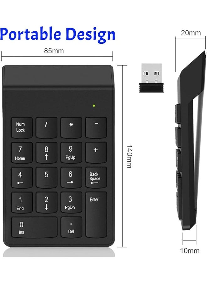 Point Number Pad Wireless Numeric Keypad Numpad 18 Keys with a 2.4GHz USB Receiver ,Portable and Upgraded 10-Key Financial Accounting Numeric Pad for Surface Pro/laptops/desktops/PC - Image 2