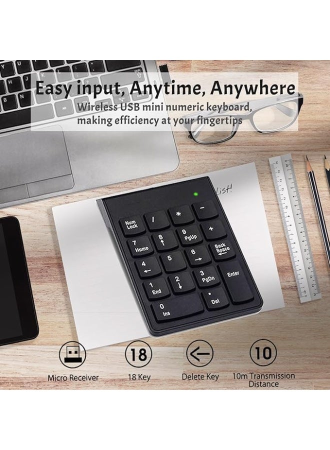 Point Number Pad Wireless Numeric Keypad Numpad 18 Keys with a 2.4GHz USB Receiver ,Portable and Upgraded 10-Key Financial Accounting Numeric Pad for Surface Pro/laptops/desktops/PC - Image 3