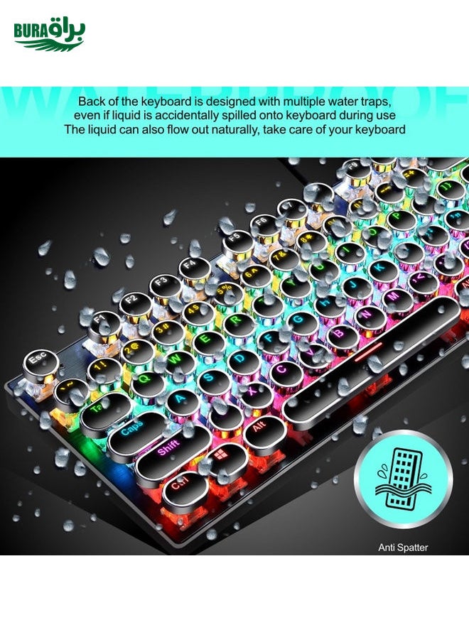 BURAQ - 104 Keys Green Shaft RGB Luminous Keyboard Computer Game USB Wired Metal Mechanical Keyboard, Cabel Length:1.5m, Style: Ordinary Version (Black) - Image 1