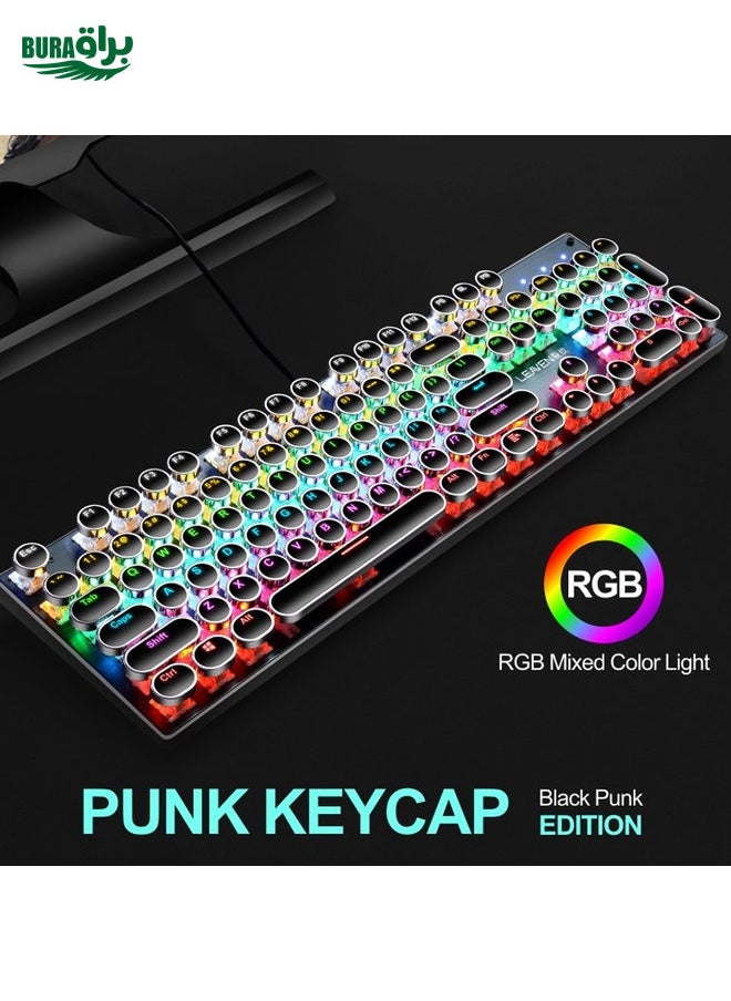 BURAQ - 104 Keys Green Shaft RGB Luminous Keyboard Computer Game USB Wired Metal Mechanical Keyboard, Cabel Length:1.5m, Style: Ordinary Version (Black) - Image 1