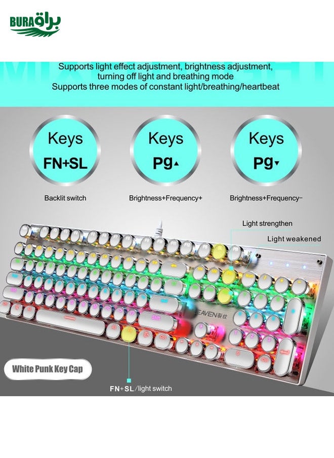 BURAQ - 104 Keys Green Shaft RGB Luminous Keyboard Computer Game USB Wired Metal Mechanical Keyboard, Cabel Length:1.5m, Style: Ordinary Version (Black) - Image 1