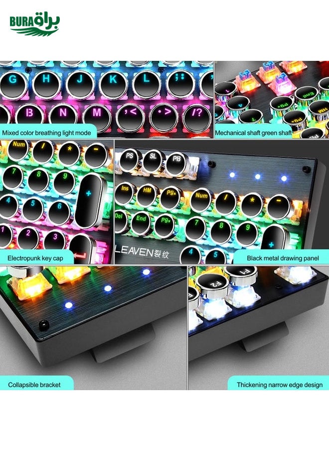 BURAQ - 104 Keys Green Shaft RGB Luminous Keyboard Computer Game USB Wired Metal Mechanical Keyboard, Cabel Length:1.5m, Style: Ordinary Version (Black) - Image 1