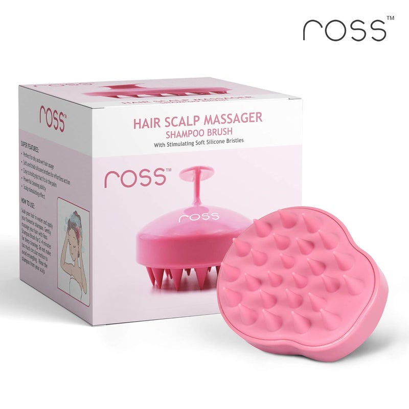 ROSS Hair Scalp Massager Shampoo Brush with Soft Silicone Bristles Manual Head Massager, Pink - Image 2