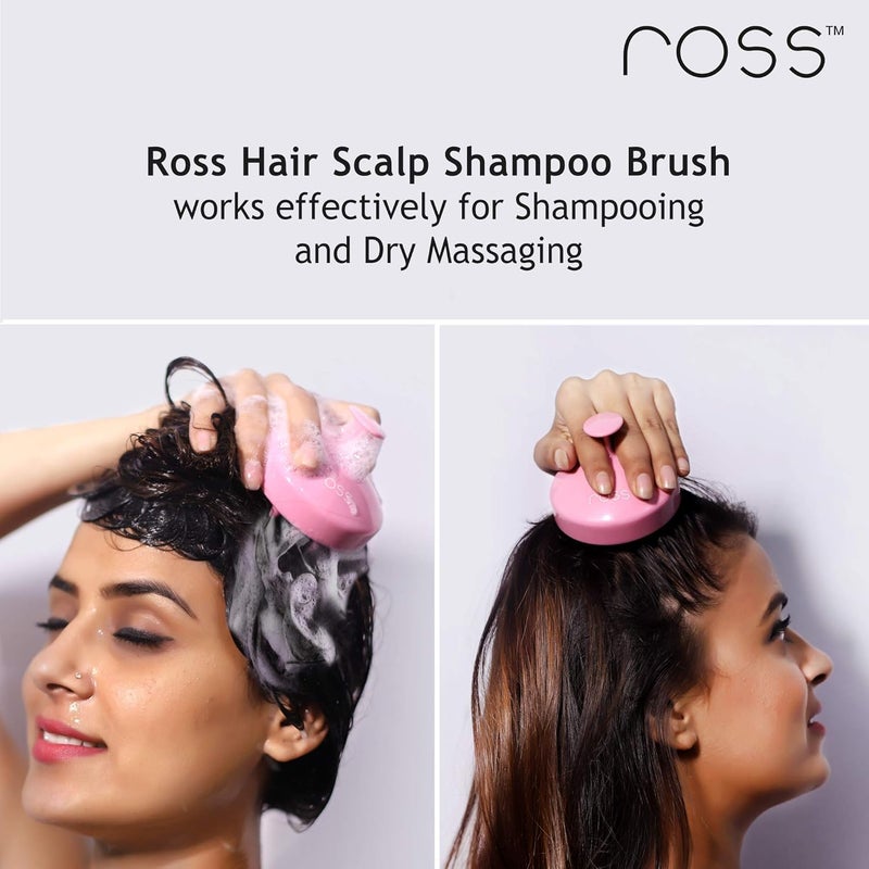 ROSS Hair Scalp Massager Shampoo Brush with Soft Silicone Bristles Manual Head Massager, Pink - Image 3