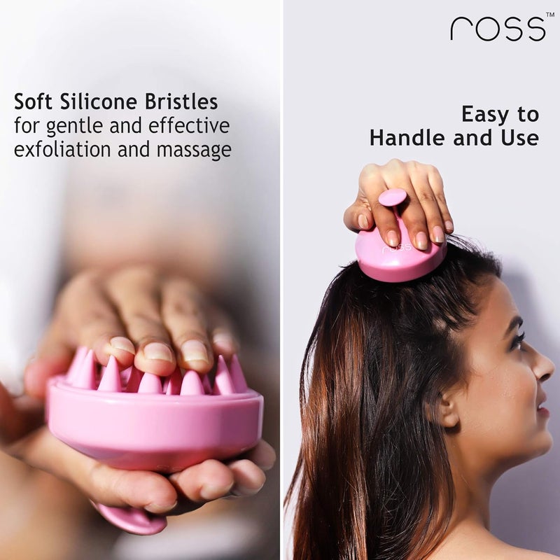 ROSS Hair Scalp Massager Shampoo Brush with Soft Silicone Bristles Manual Head Massager, Pink - Image 4
