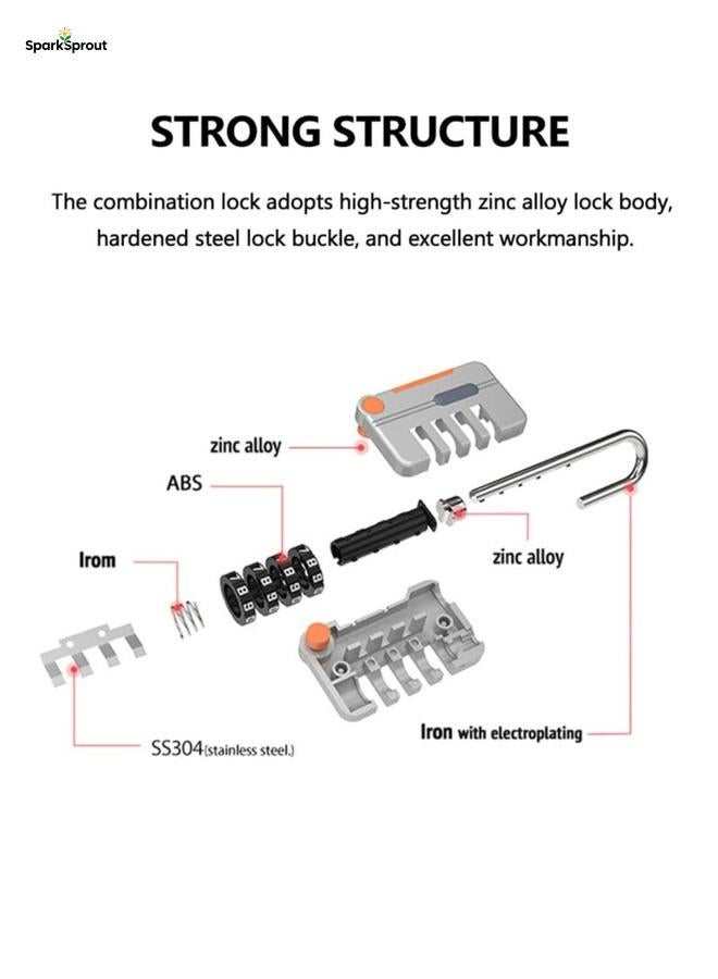 سباركسبروت 2 Pieces Combination Locks with High Security for Personal Drawers and Luggage, Black and Grey - Image 4