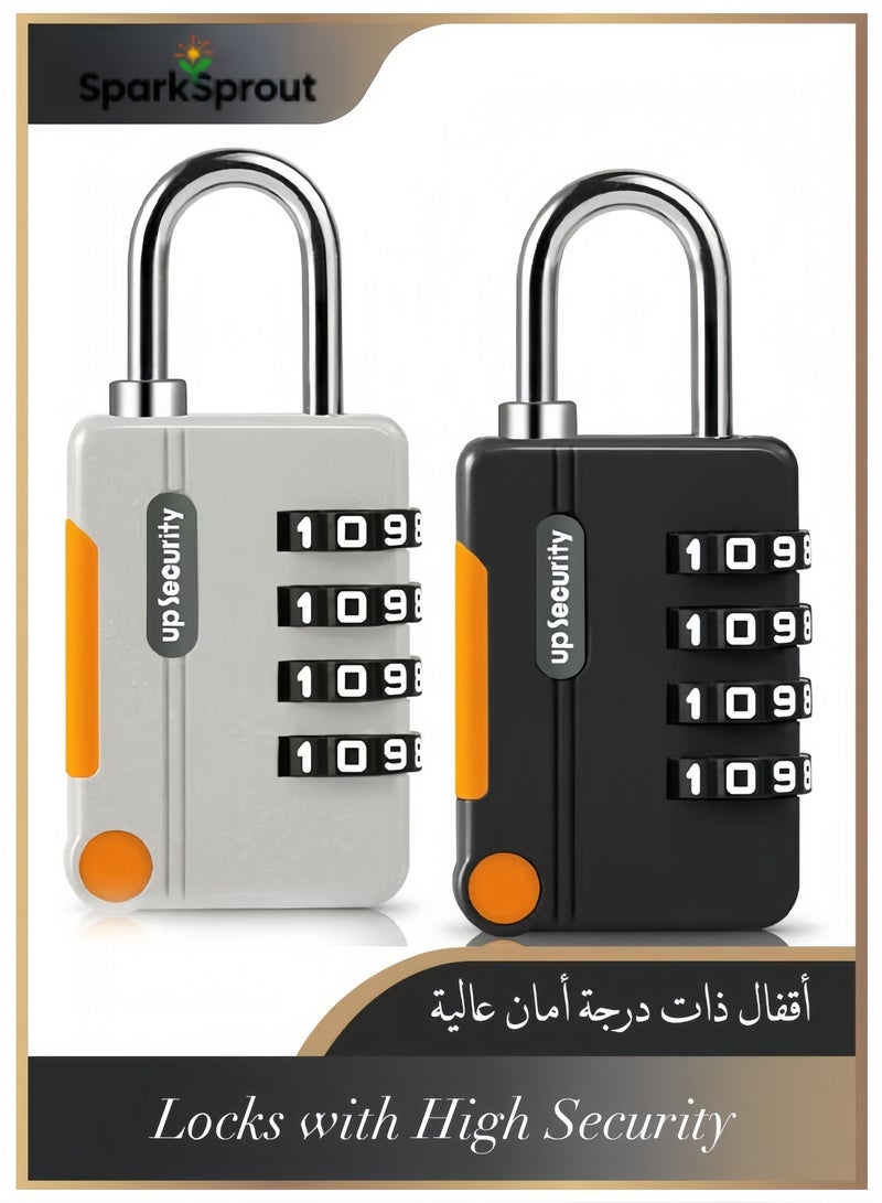 سباركسبروت 2 Pieces Combination Locks with High Security for Personal Drawers and Luggage, Black and Grey - Image 1