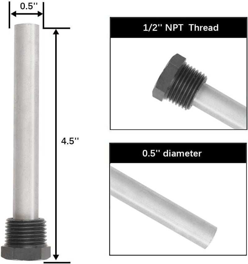 DELE RV Water Heater Magnesium Anode Rod for Atwood Heaters, 2 Pack 1/2" NPT RV Hot Water Tank Anode Rod for RV, Camper and Trailer Water Heaters - Image 2