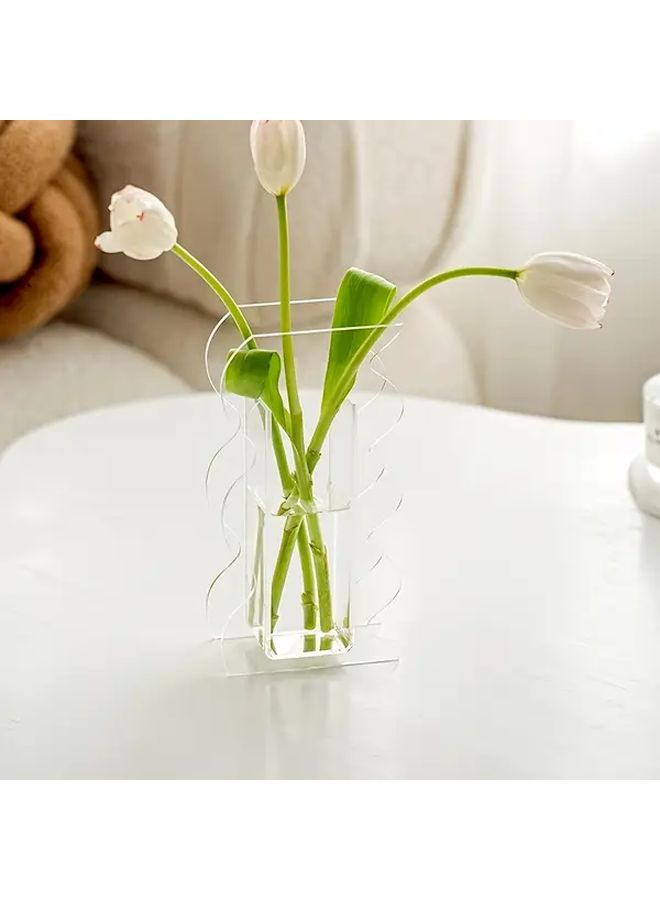 Mirror High Wavy Geometric Acrylic Vase Modern Ornament For Home Office Wedding Winter Xmas Christmas Decoration - Image 1
