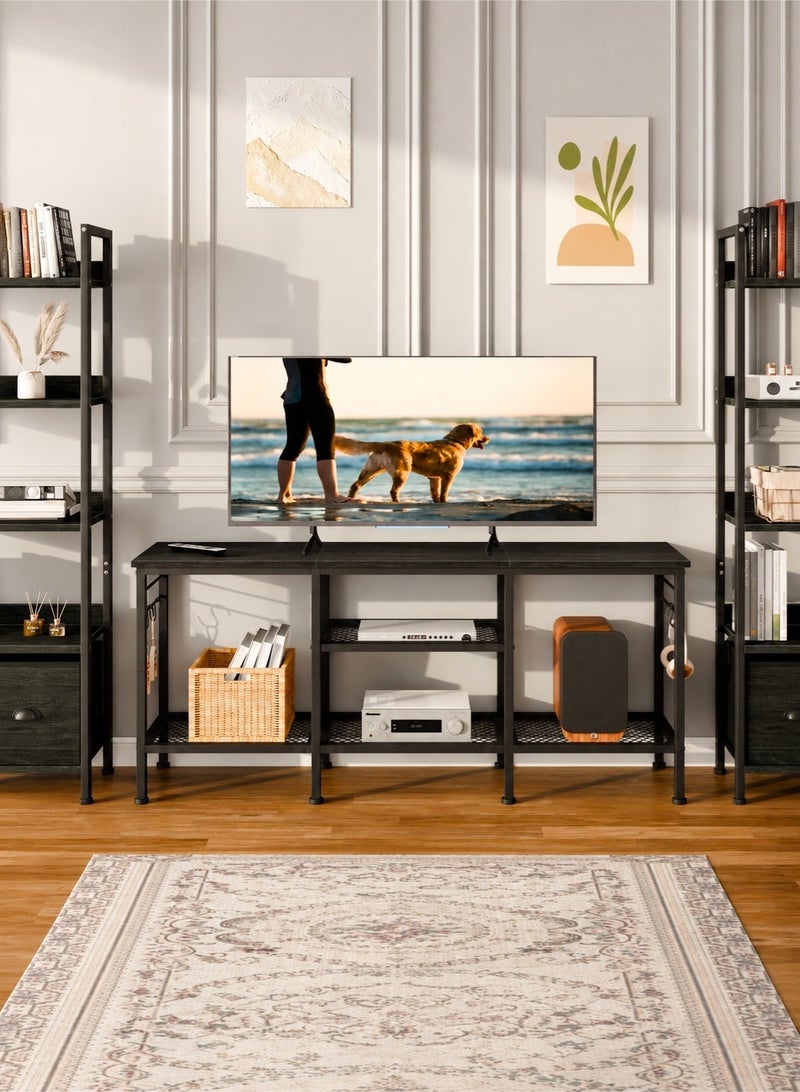 Yanara TV Stand for TVs up to 55 Inches – Entertainment Center with Open Storage Shelves, Media Console Table with Soundbar Shelf, Gray Oak, for Living Room & Bedroom - Image 2