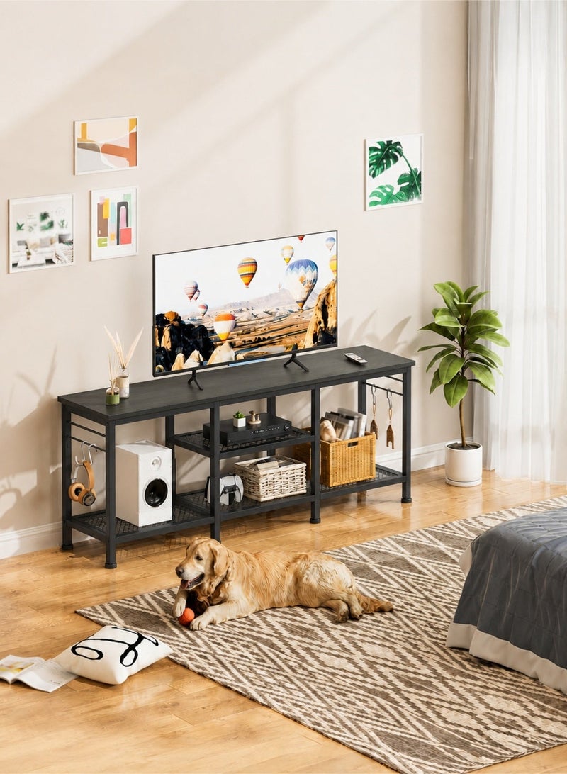 Yanara TV Stand for TVs up to 55 Inches – Entertainment Center with Open Storage Shelves, Media Console Table with Soundbar Shelf, Gray Oak, for Living Room & Bedroom - Image 1