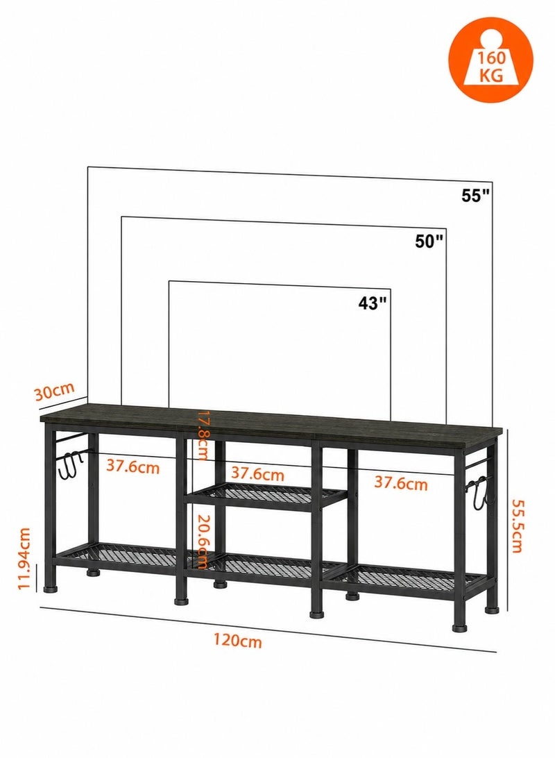Yanara TV Stand for TVs up to 55 Inches – Entertainment Center with Open Storage Shelves, Media Console Table with Soundbar Shelf, Gray Oak, for Living Room & Bedroom - Image 3