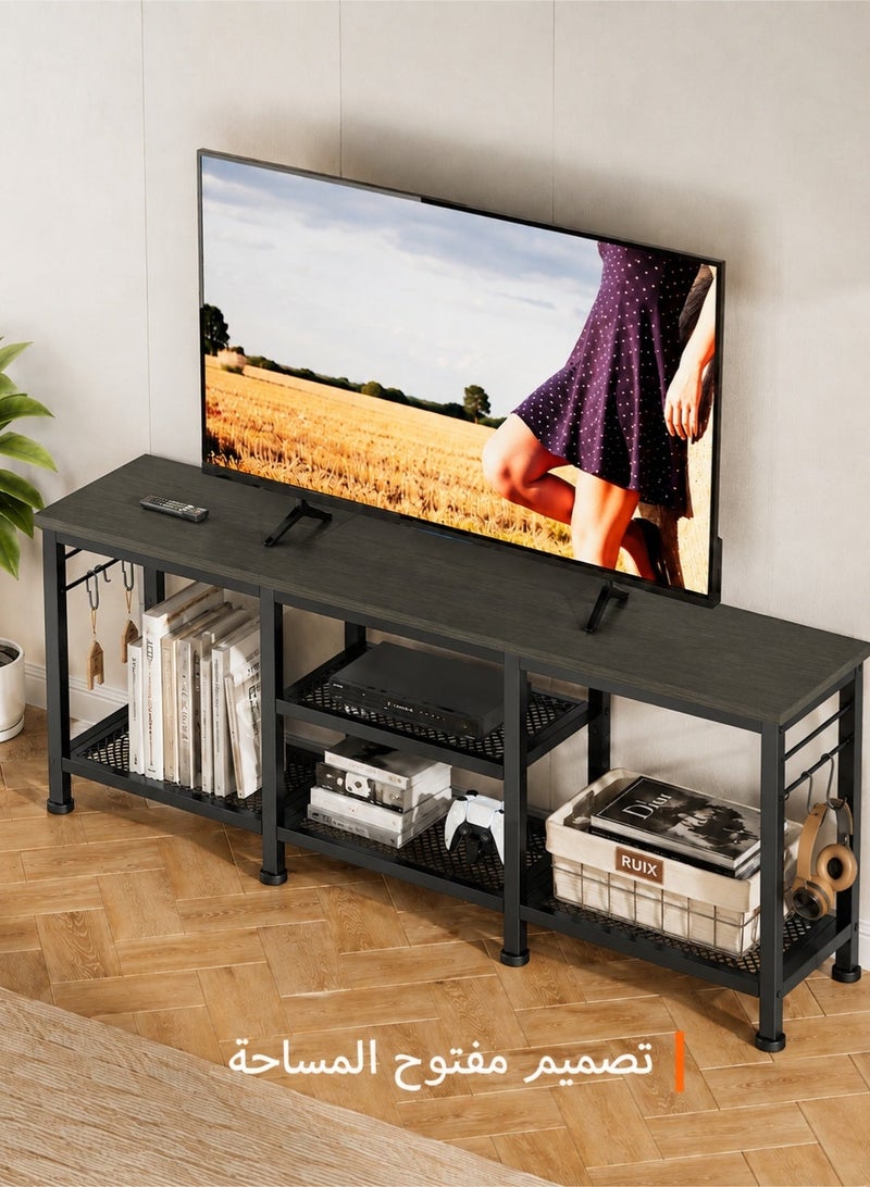 Yanara TV Stand for TVs up to 55 Inches – Entertainment Center with Open Storage Shelves, Media Console Table with Soundbar Shelf, Gray Oak, for Living Room & Bedroom - Image 5