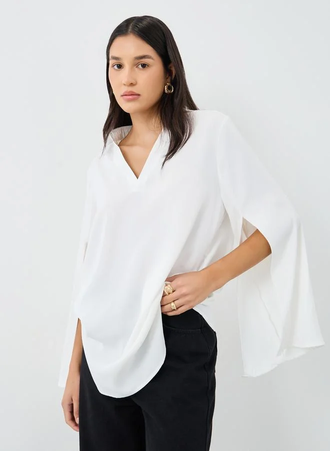 ستايلي Styli Women White Slit Sleeve Oversized Shirt