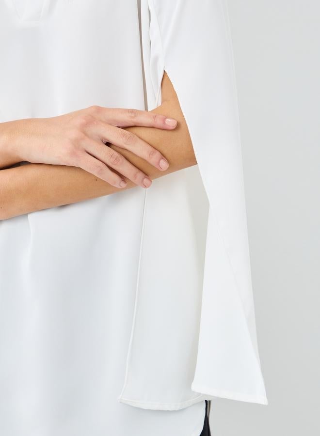 Styli Women White Slit Sleeve Oversized Shirt - Image 3