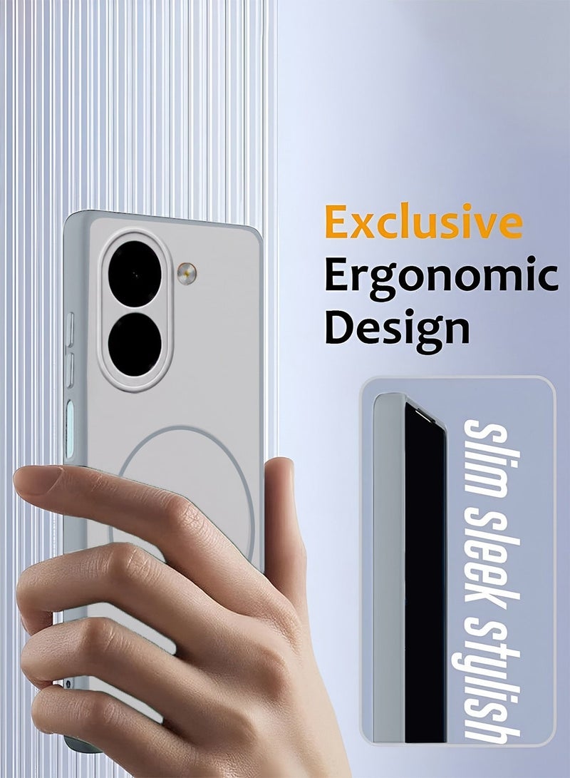 Wtech Honor X7e 5G 2026 SilkTouch Premium Matte Silicone Protective with Thin Magsafe (MCMPMN) - Grey - Image 2