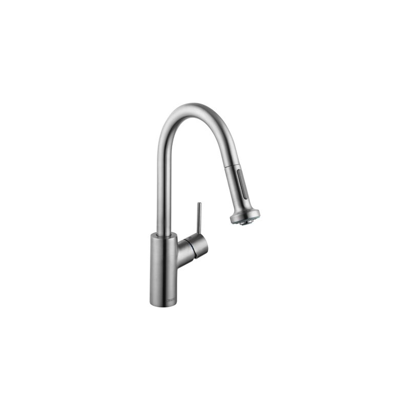 hansgrohe Talis S Stainless Steel Bar Kitchen Faucet Kitchen Faucets with Pull Down Sprayer Faucet for Kitchen Sink Magnetic Docking Spray Head Stainless Steel Optic 04286800 175