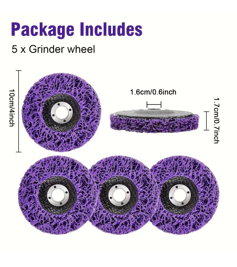 5pcs 4 Inch Rust Paint Removal Wheels For Metal Wood Fiberglass Surface Prep - Image 2