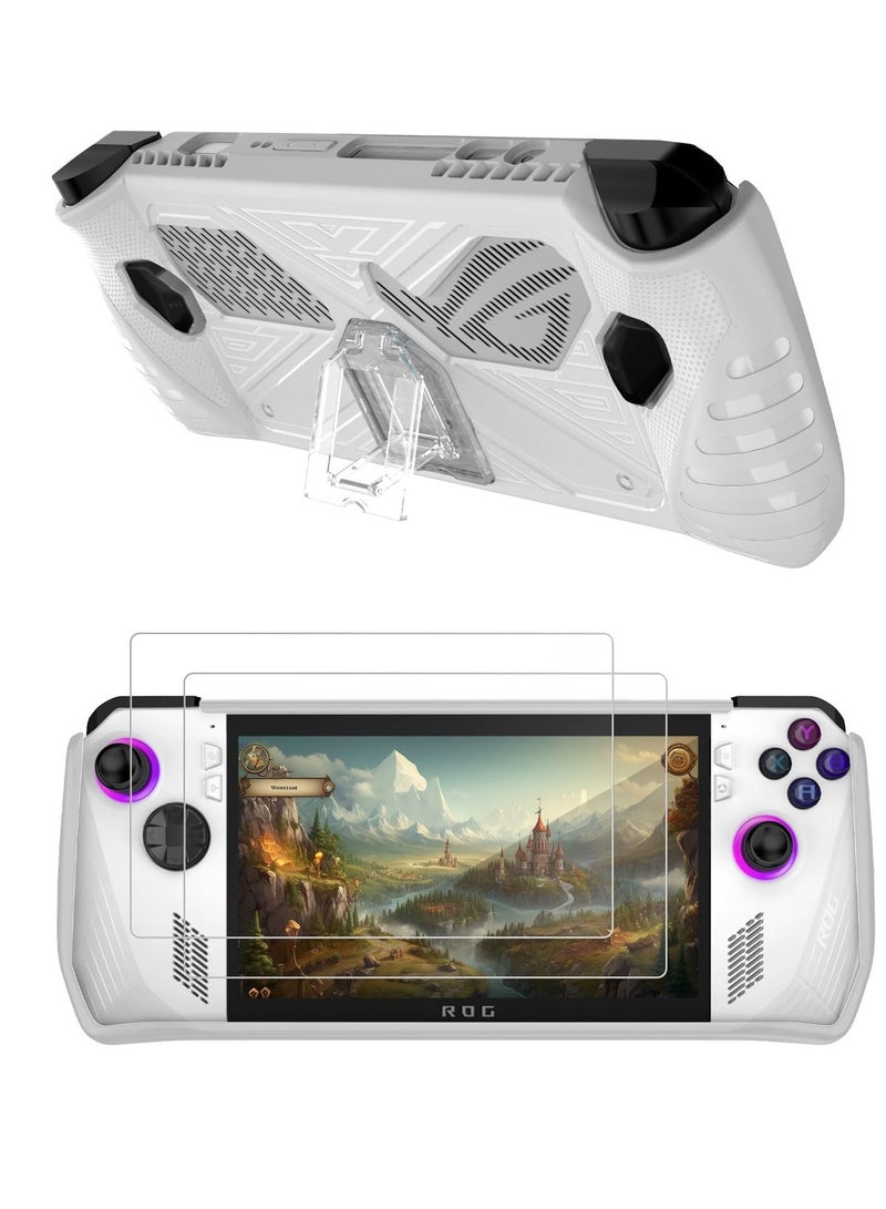 Travel Handbag, Protection Case for ASUS ROG Ally, with Shock-Absorption and Anti-Scratch Design, Built-in Stand for Game Handheld Console - Anti-Drop Shockproof Shell (White) - Image 1