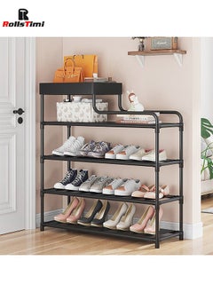 RollsTimi  6-Layer Iron Plastic Shoe Rack Storage Stackable Shoes Boots Organizer for Closet Bedroom Hallway,Black  - Image 2