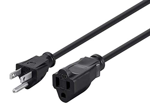 Monoprice 105296 1ft 16AWG Power Extension Cord Cable, 13A (NEMA 5-15P to NEMA 5-15R),Black - 13A - Image 1