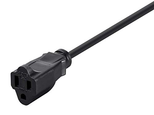 Monoprice 105296 1ft 16AWG Power Extension Cord Cable, 13A (NEMA 5-15P to NEMA 5-15R),Black - 13A - Image 4