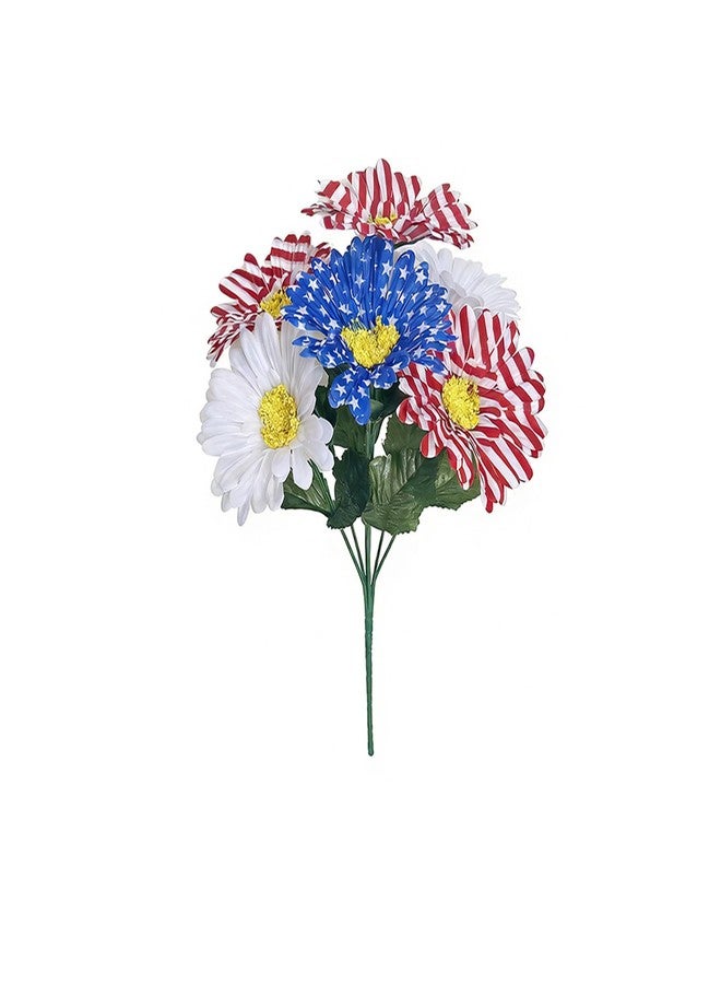BLESOUYI Patriotic Artificial Daisy Bouquet Red White and Blue American Flag Design 4th of July Independence Day Artificial Flowers for Home Party Centerpiece Decor - Image 5